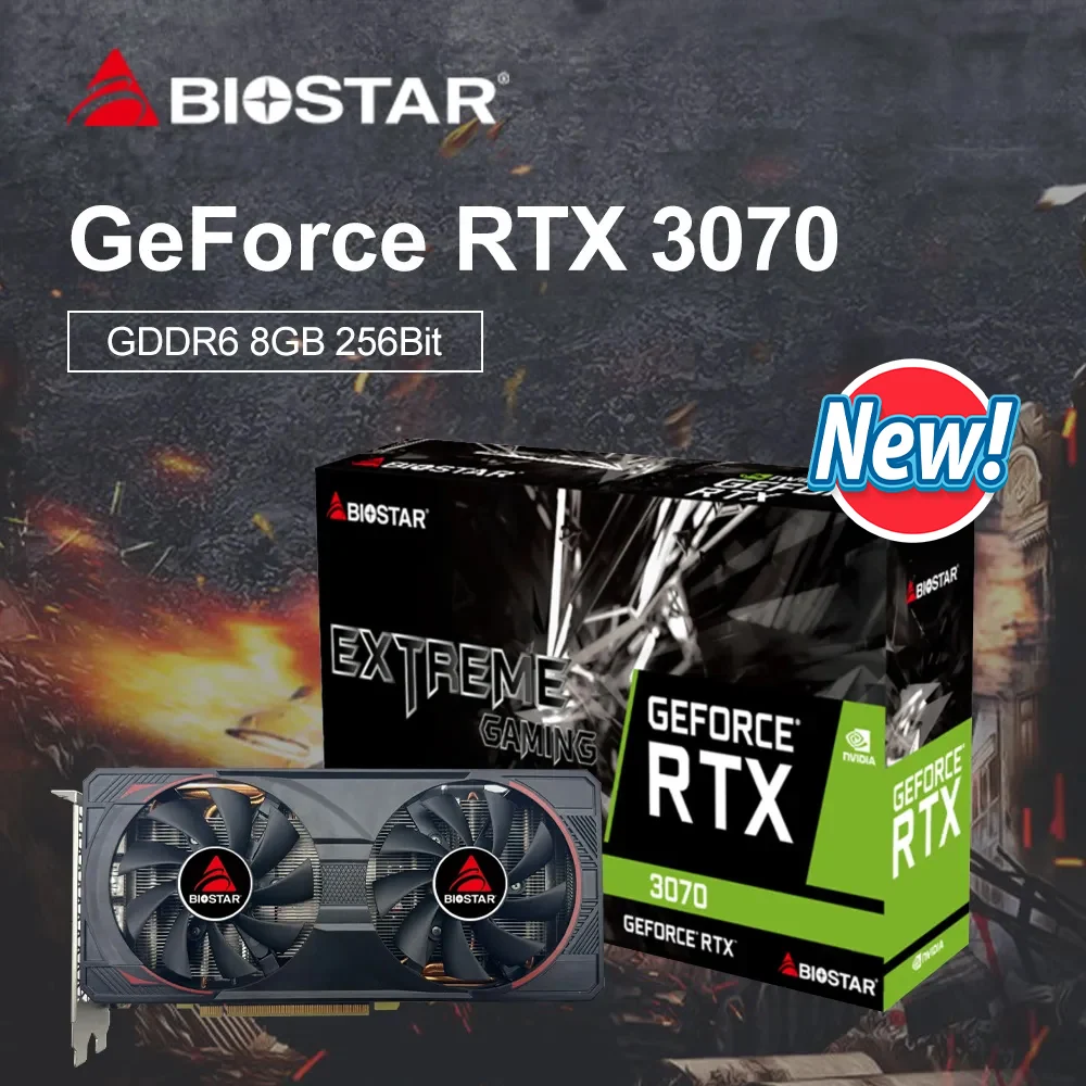 BIOSTAR NEW RTX3070 8GB LHR GDDR6 256bit Computer Graphics Card Nvidia RTX 3070 8GB Gaming PC