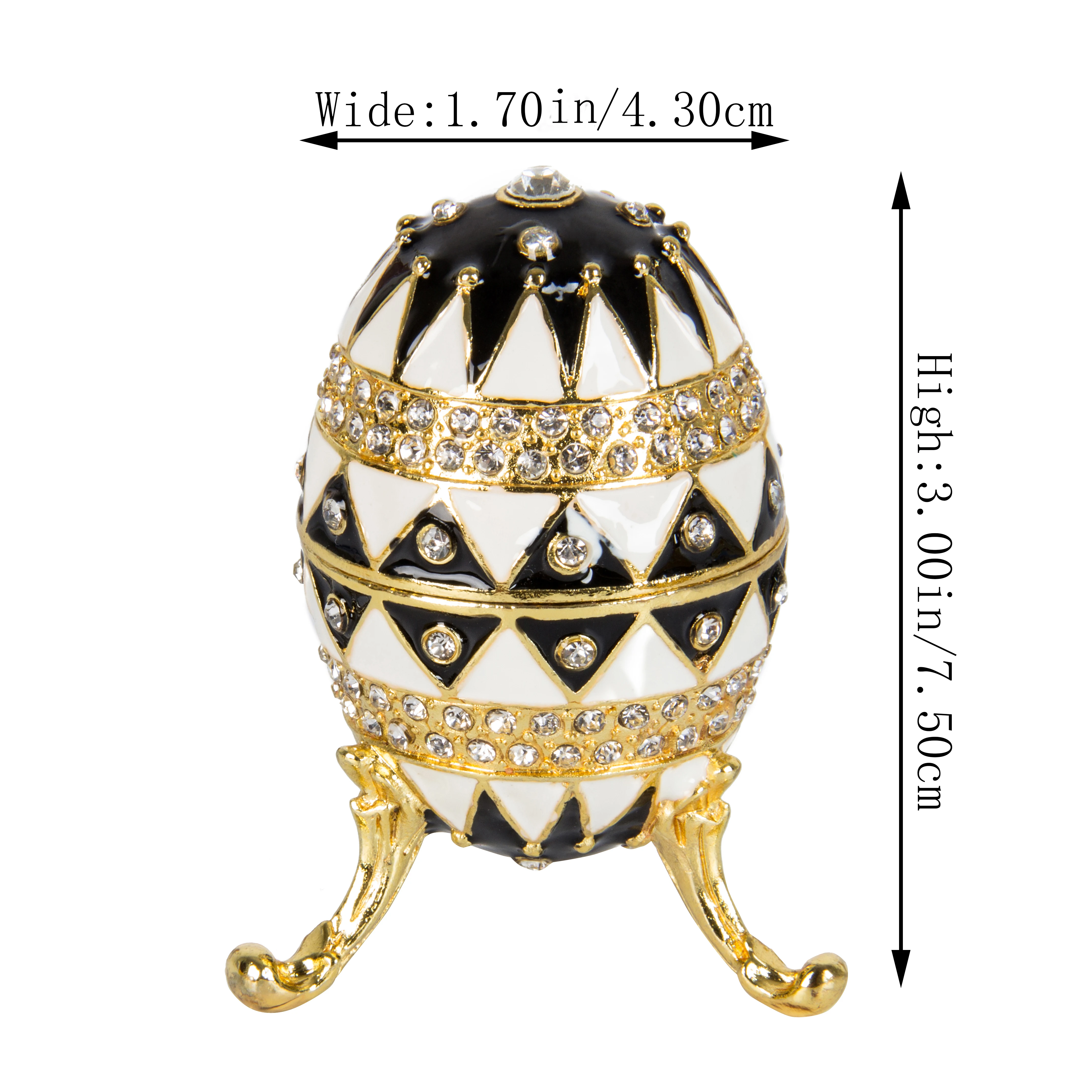 QIFU Crafts White and Black Faberge Egg for Easter Home Decoration 4
