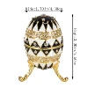 QIFU Crafts White and Black Faberge Egg for Easter Home Decoration 4