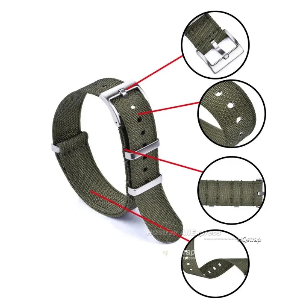 Durable Military Nylon Canvas Watch Band - Sporty Braided Strap
