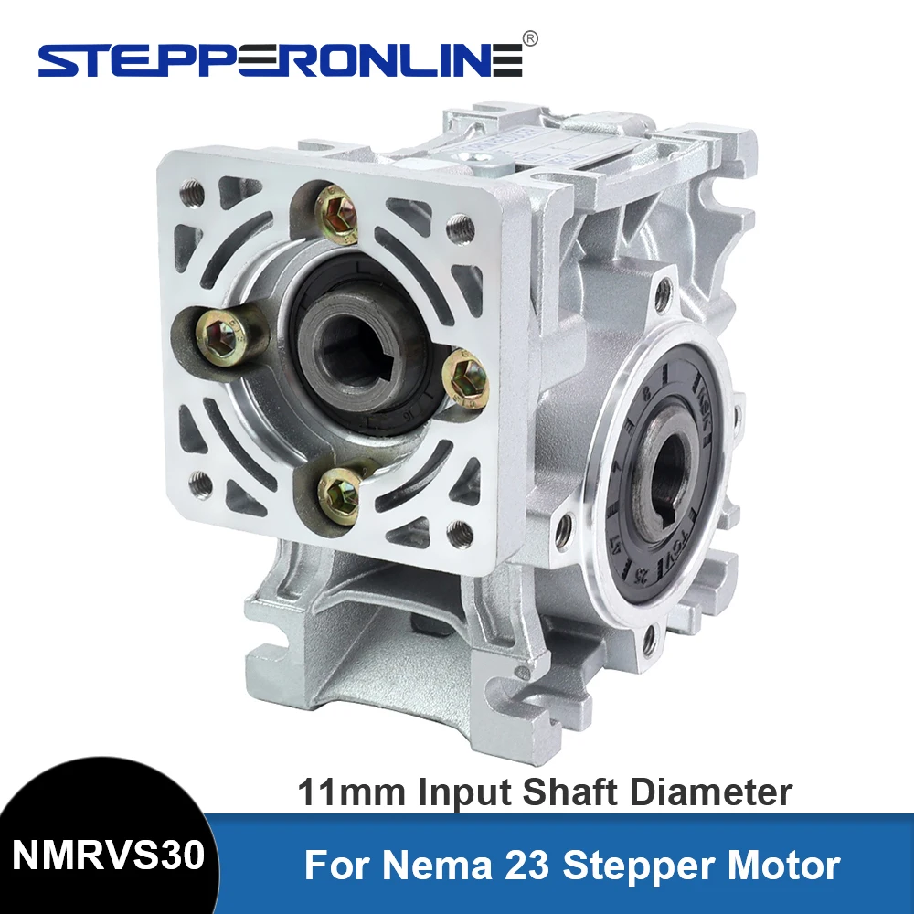 STEPPERONLINE NMRV030 Square Flange Worm Reducer Gearbox 57*57 Input 11mm Output 14mm Suit for Nema 23 Stepper Motor