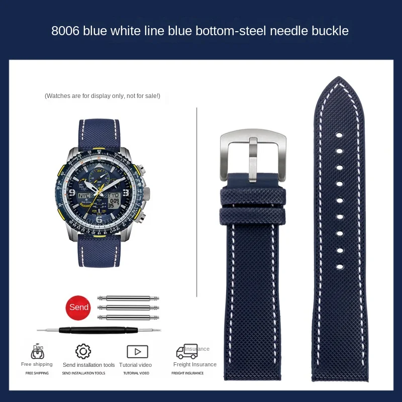 Citizen Blue Angel Men's Watch Strap - Eagle in the Air Nylon Rubber Band
