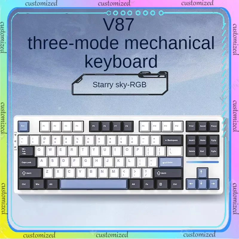 

New V87 Wireless Three-mode Mechanical Keyboard Customized Gasket Structure Full-key Hot-swappable RGB Mechanical Keyboard