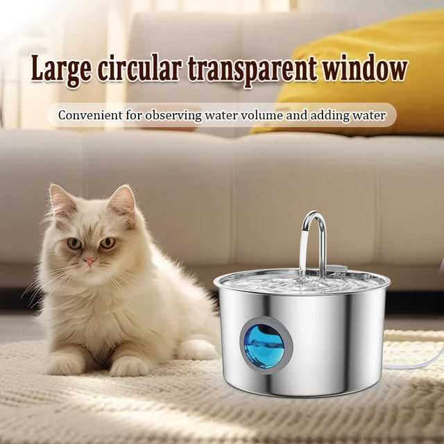 Cat Water Fountain 304 Stainless Steel Water Fountain 108oz Ultra-quiet Water Pump Automatic Water Dispenser for Cat and Puppies 3