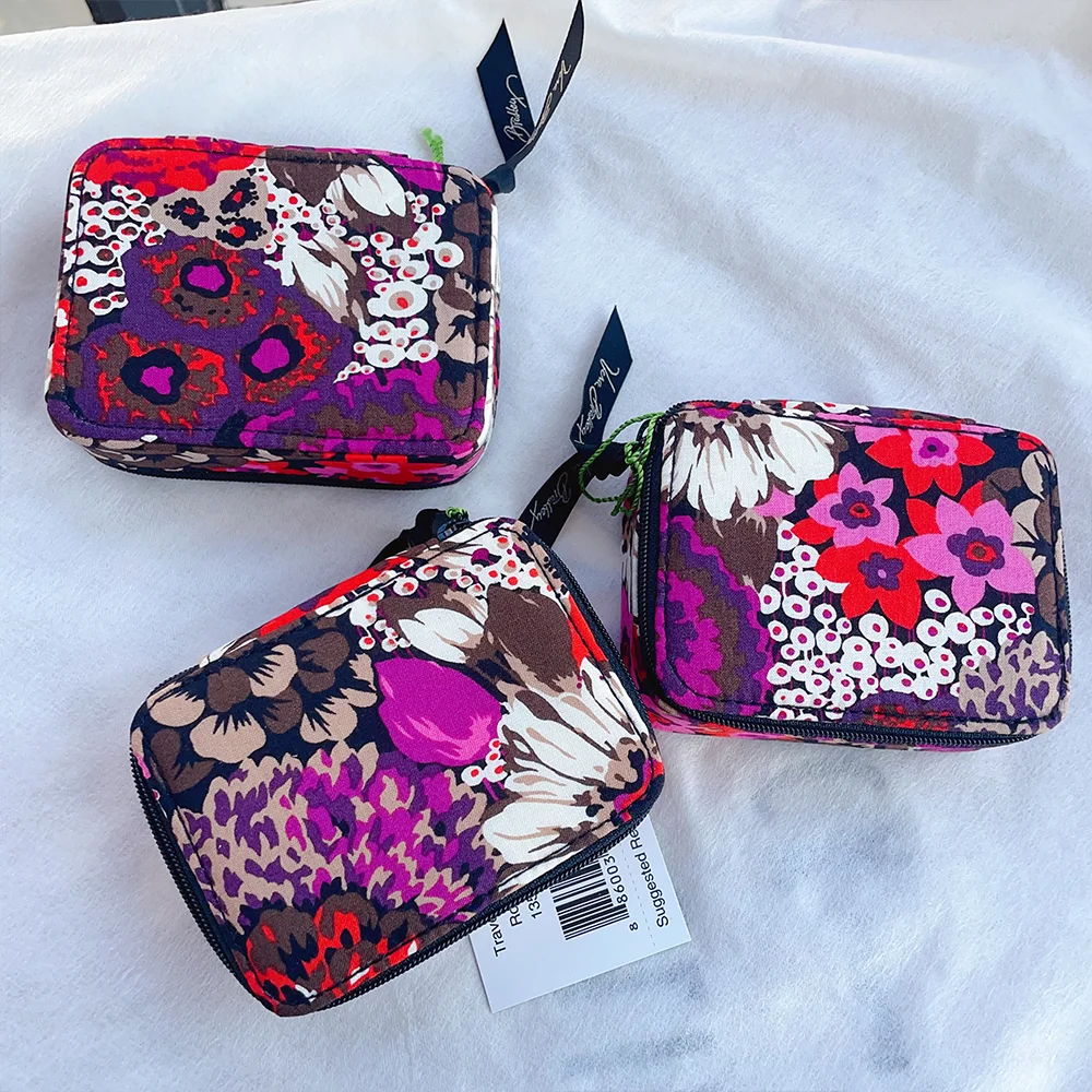 VB pure cotton floral medicine box portable capsule box countryside style jewelry storage