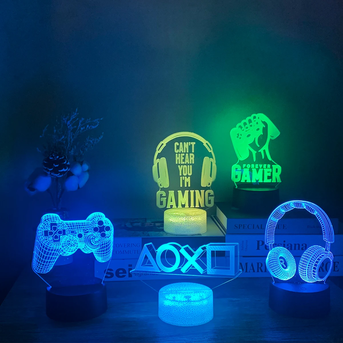 

3D Night Light Gaming Setup RGB Led Nightlight Gaming Room Decoration Lamp Bedroom deco Table Lamp for Birthday Christmas Gifts