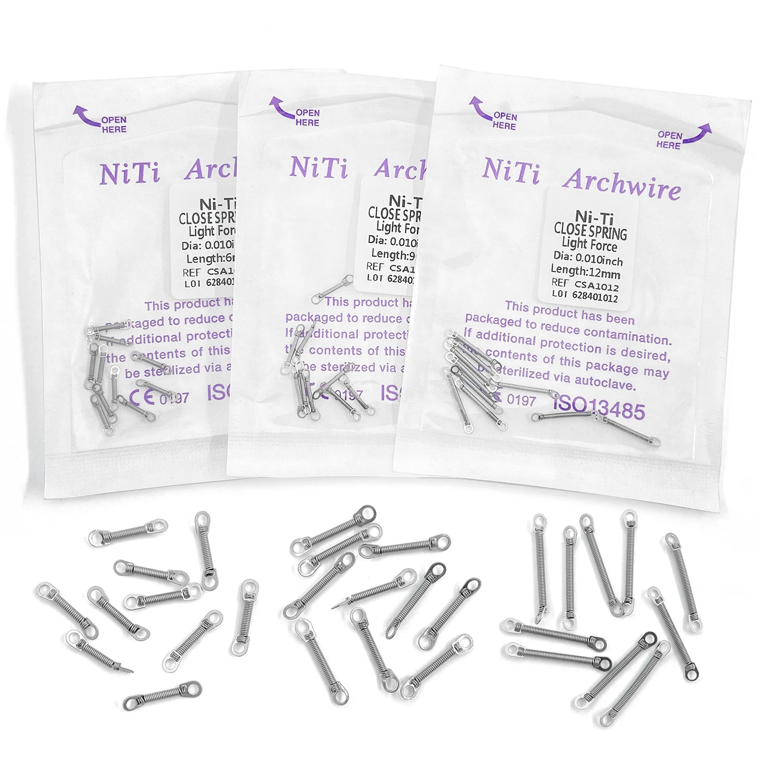 10 Stück/Packung Dental-Kieferorthopädische Geschlossene Niti-Spiralfeder für Vorderzähne mit Großem Zugring 0,010/0,012 Zoll 6/9/12mm ﻿ – Detail 4