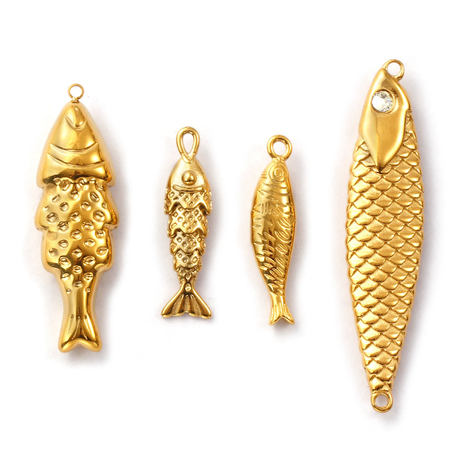 1 Stück 304 Edelstahl Ozean Schmuck Charms 18 Karat vergoldet Fisch Tier 3D Anhänger für DIY Halskette Schmuckherstellung – Detail 10