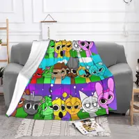 Sprunki Incredibox Blankets Beats Game Flannel Vintage Breathable Throw Blanket for Coverlet Spring Autumn 2