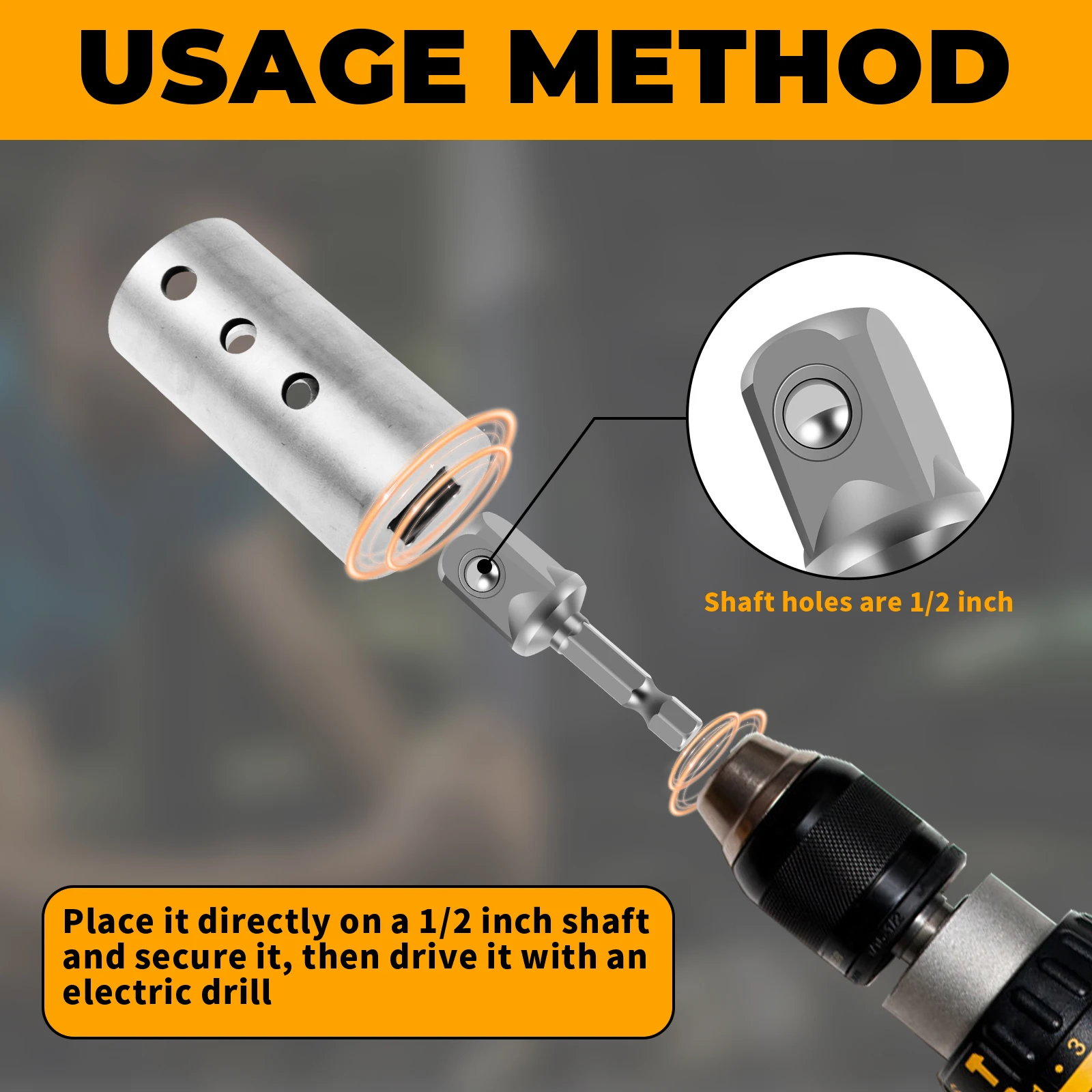 Trailer Jack Drill Adapter Trailer Jack Crank Handle Cordless Drill Adapter Convenient Fast Suitable for 1 inch Drive Axle