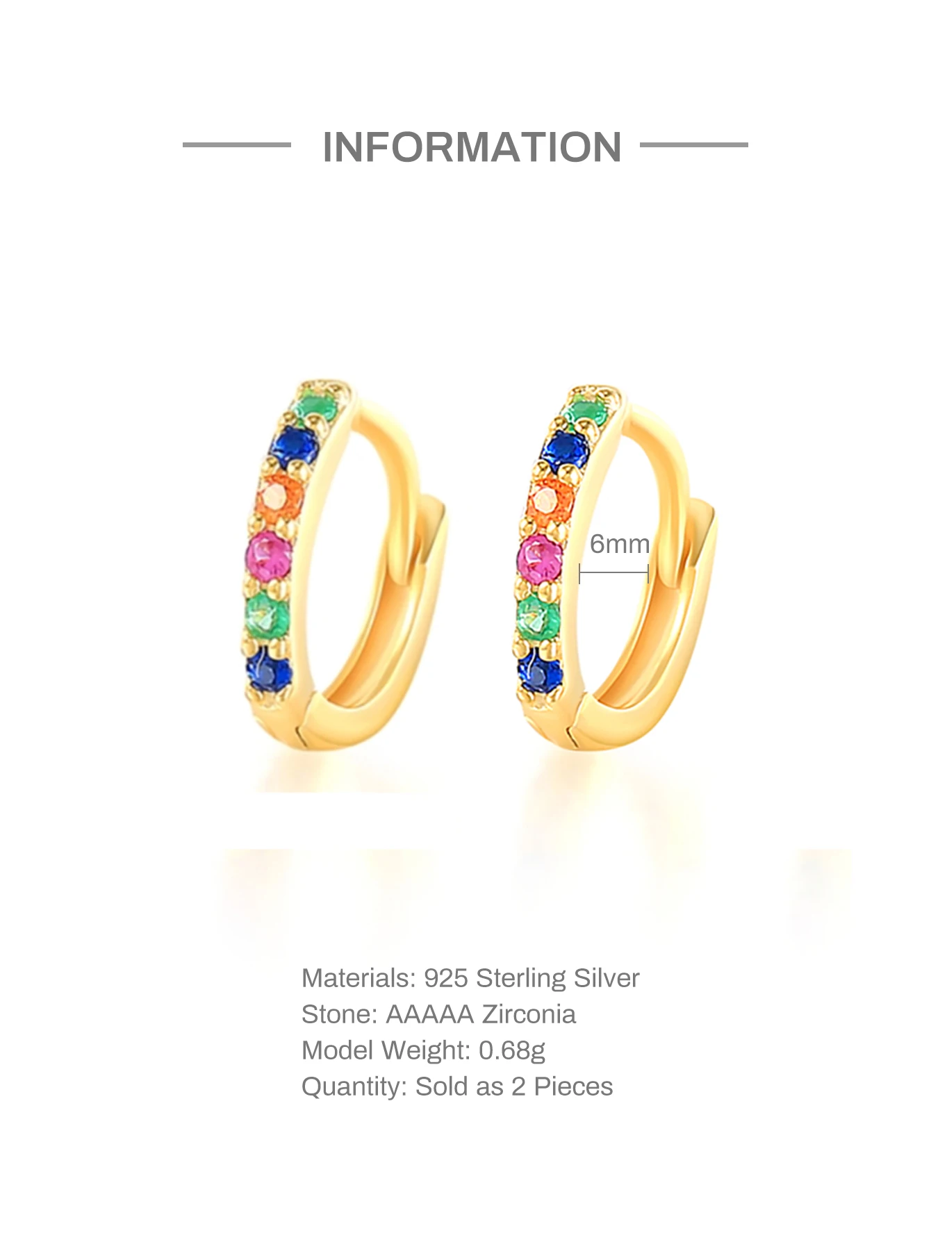 Fashion Colorful Zircon Crystals Huggies Earrings For Women S925 Hoop Earrings Bulk Skinny Rainbow Cartilage Pendientes hoop earrings,silver earrings,silver hoop earrings,womens earrings
