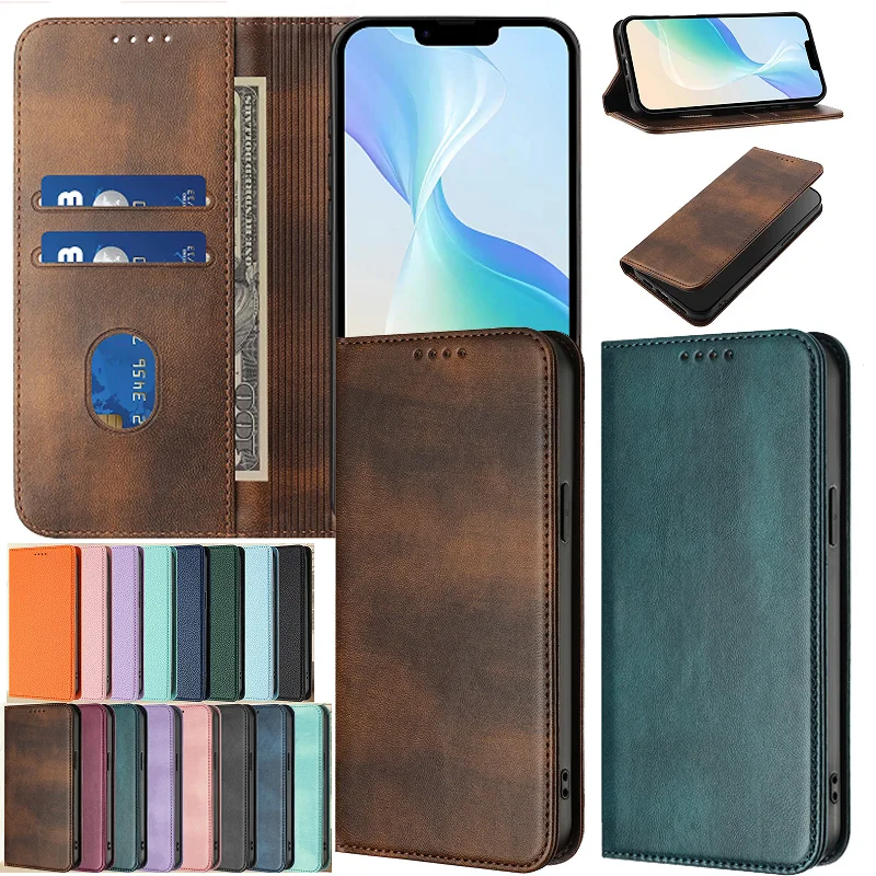 Magnetic Leather Flip Stand Wallet Case - Premium Phone Back Cover