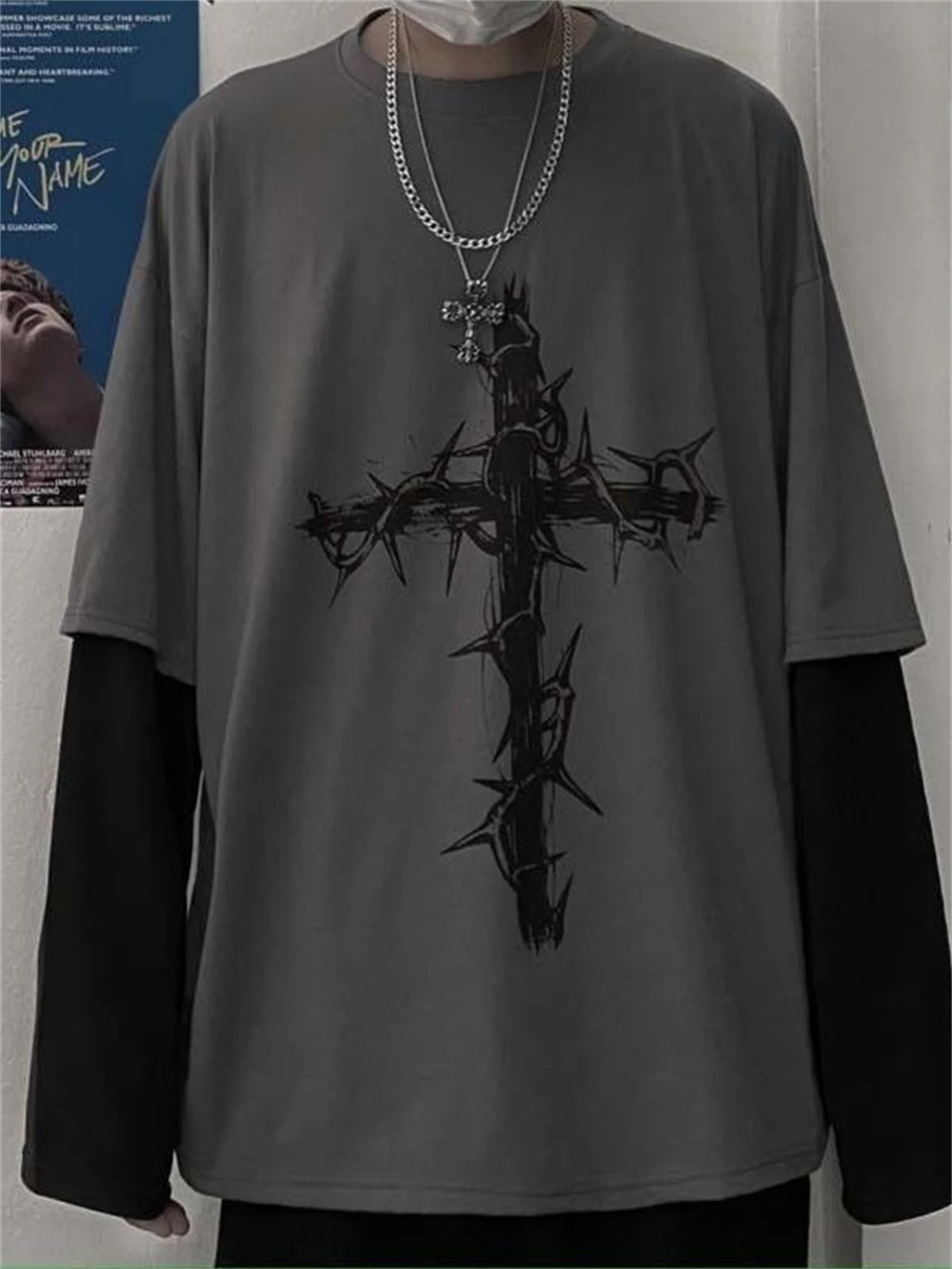 Tomboy Clothes Baggy Emo Punk T Shirts Women Goth Print Y2k Grunge Harajuku Patchwork Two Piece T Shirts Gothic Pattern Tops Alt T Shirts Aliexpress