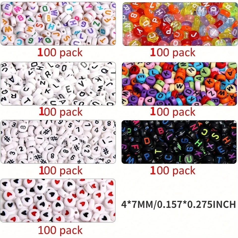 100 pezzi - Perline con lettere dell'alfabeto da 7 mm, perline rotonde