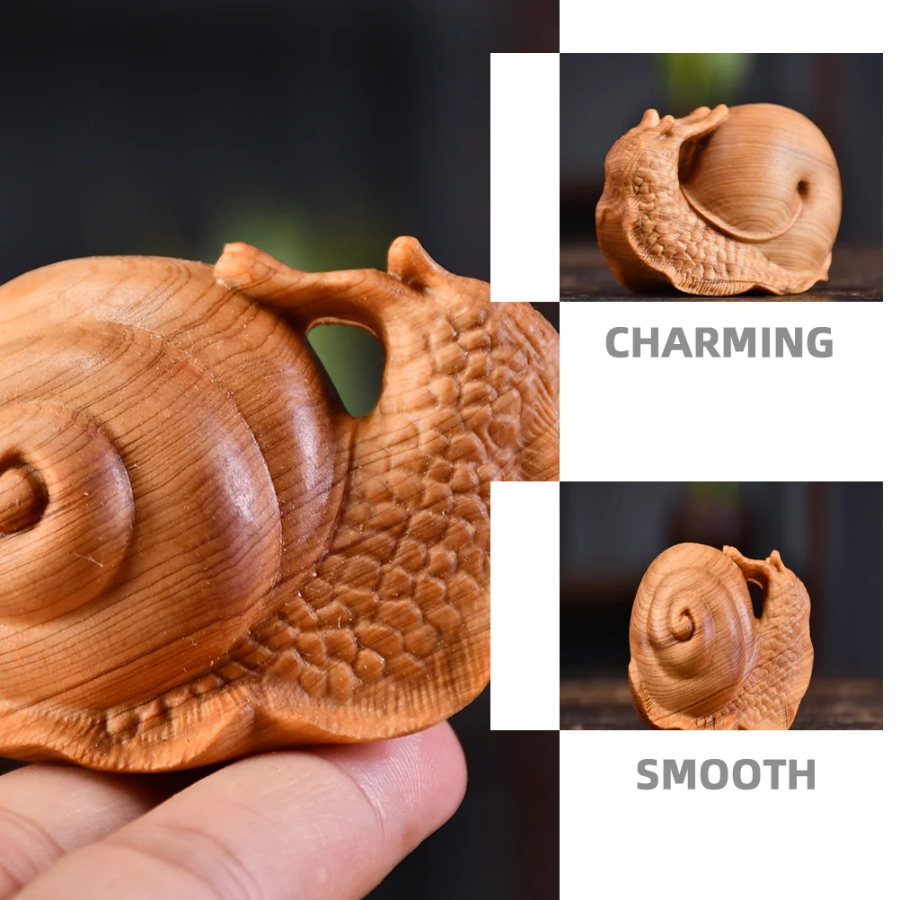 Wooden Decoration Statue Figure for Display Collectors Cute Figurine Solid Wood Snail nament Adorable