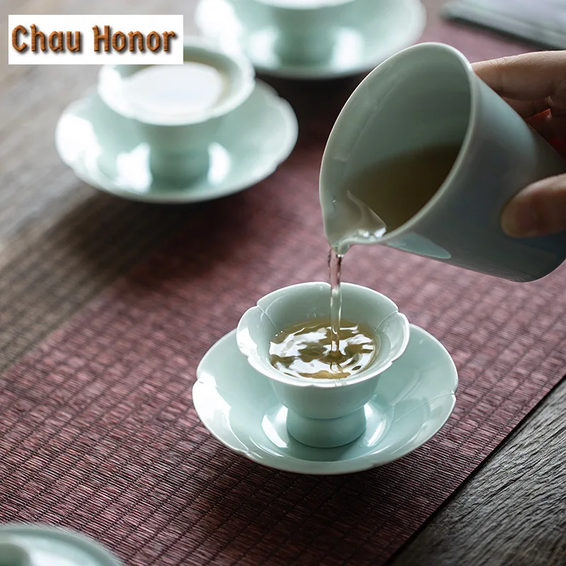 40ML Hutian Kiln Green Glaze Master Cup Tea Cup Antique Imitation Song Ceramic Kungfu Teaware Set Small Teacup Dish Tea Ceremony