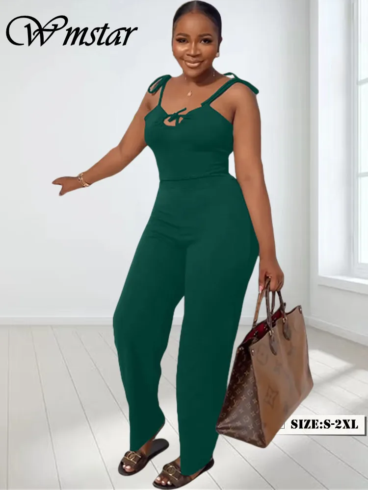 

Wmstar Jumpsuit S-2XL Women Solid One Piece Outfits Slip Bandage Skinny Bodysuit New In Summer Clothes Wholesale Drop Shipping