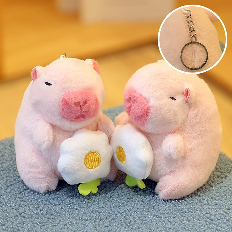 Pink KapiBala Pendant Water Guinea Pig Keychain Bag Pendant Cute Internet Celebrity Plush Toy Doll For Gift