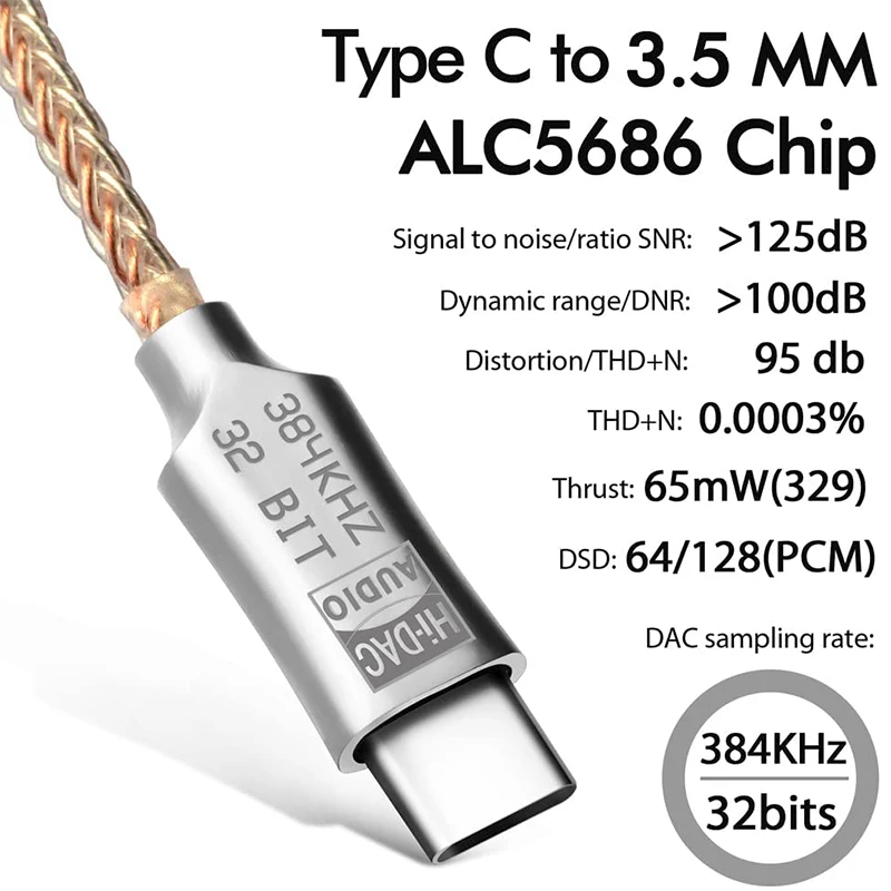 High-Fidelity USB-C to 3.5mm Audio Converter with DAC and Headphone Amplifier