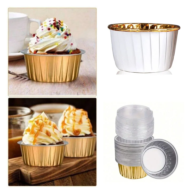 Disposable Aluminum Foil Tart Pans with Lids, Mini Pie Cupcake Baking Molds, Oven &... - SKU AFTP1535 - UGI Packaging