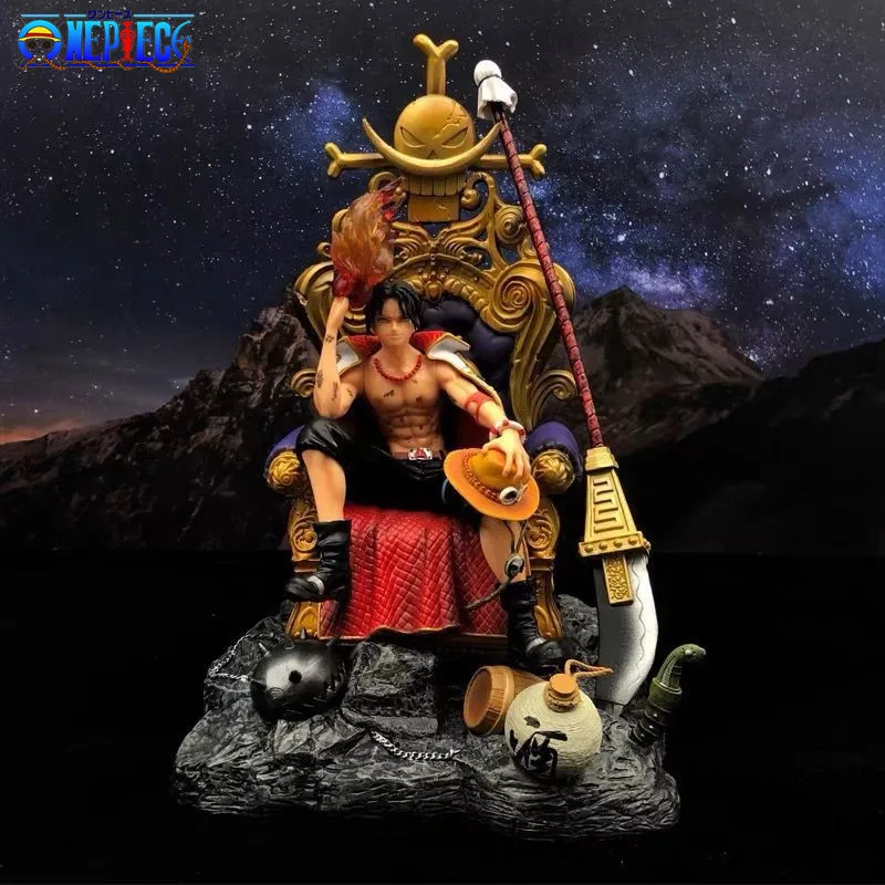

35cm Anime One Piece Gk Resonance Series Throne Portgas D Ace Figure Statue Pvc Action Figurine Collectible Model Toys Ornament