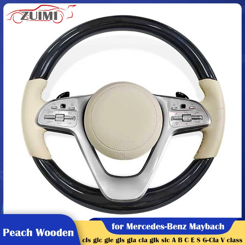 

Modify Peach Wooden Car Steering Wheel for Mercedes-Benz Maybach W204 W205 W213 W212 W197 W222 V cls glc gle gls gla cla glk slc