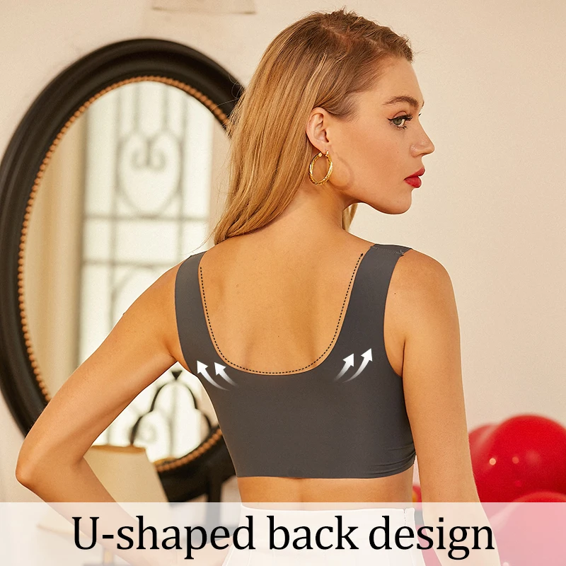 Women Sports Bra Plus Size Unwired Lace Fashion Embroidered Adjustable Bra  