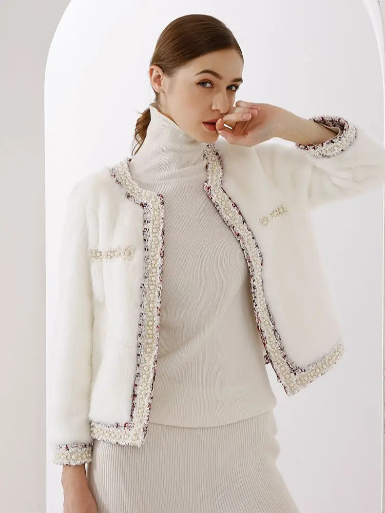 

HDHOHR 2023 New Style Real Mink Fur Coats Women Fashion Winter Warm High Quality Natural Mink Fur Jackets For Female Leather Fur