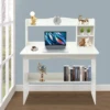 Free Standing Home Office Desk with Bookshelf, Writing Study Computer Workstation Laptop Table for Living Room, Bedroom, School 3