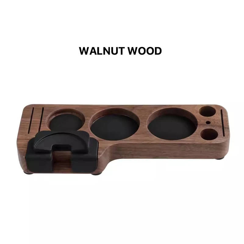 Walnut Wood Espresso Tamper Station and Portafilter Holder