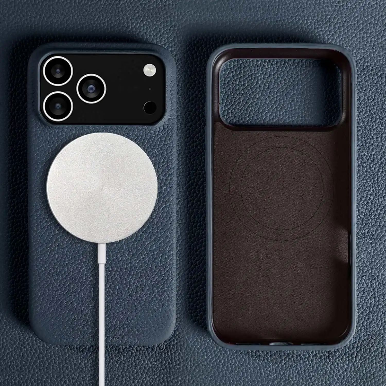 Luxury Magnetic Genuine Leather Full-Cover Phone Case with Magsafe Compatibility