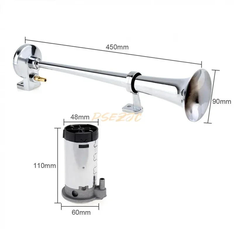 Car Siren Horn Car Air Horn Air Horn Car Air Horn 12V Alloy Long Tube 17 Inch Electric Single Tube Air Horn Modified for Marine and Truck Use