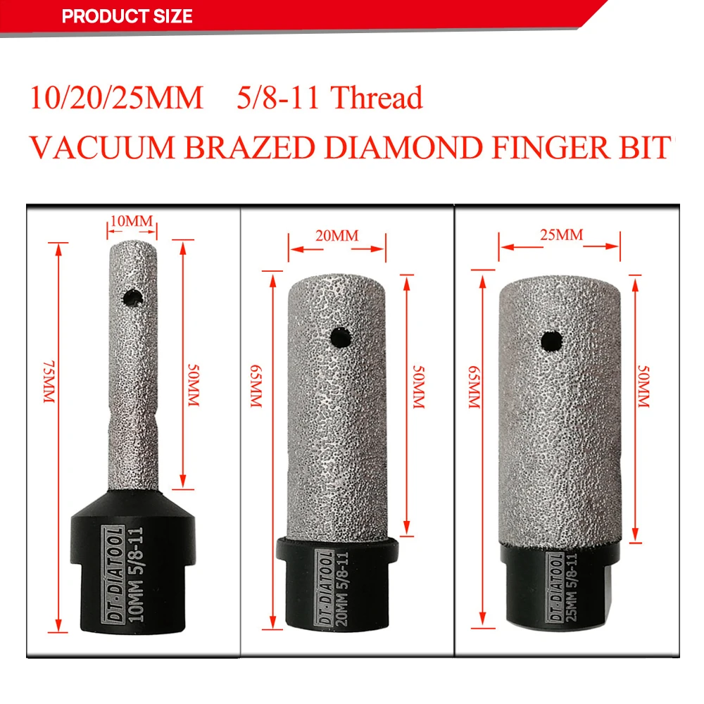 DT-DIATOOL 1pc dia10 bis 30mm Diamant finger Bits 0, 5-11 m14 m10 Gewinde fräser für Fliesen Stein Arbeits platte Diamant fräsen – Detail 2