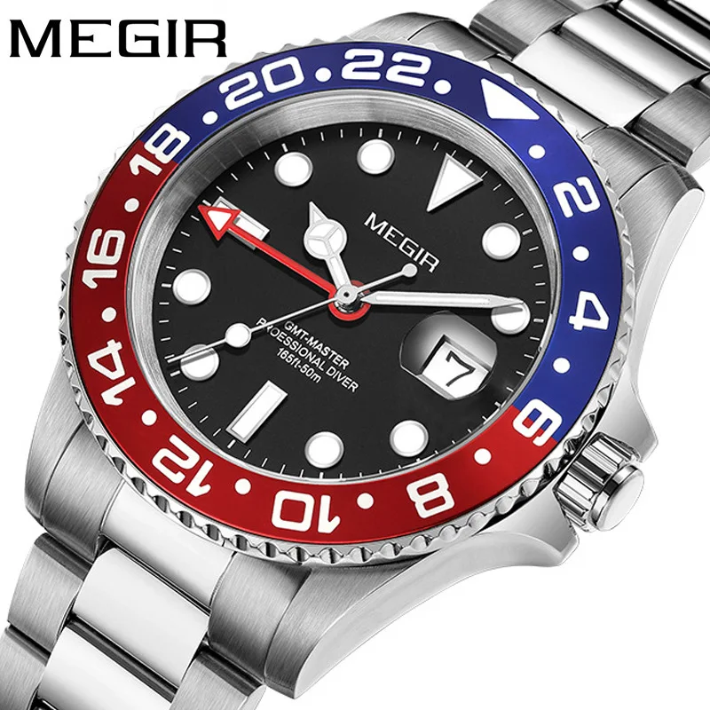 

2023 New High-grade Megir Men Watch Steel Watch Luminous Calendar Large Dial Business Quartz Watch Leisure Fashion Watches