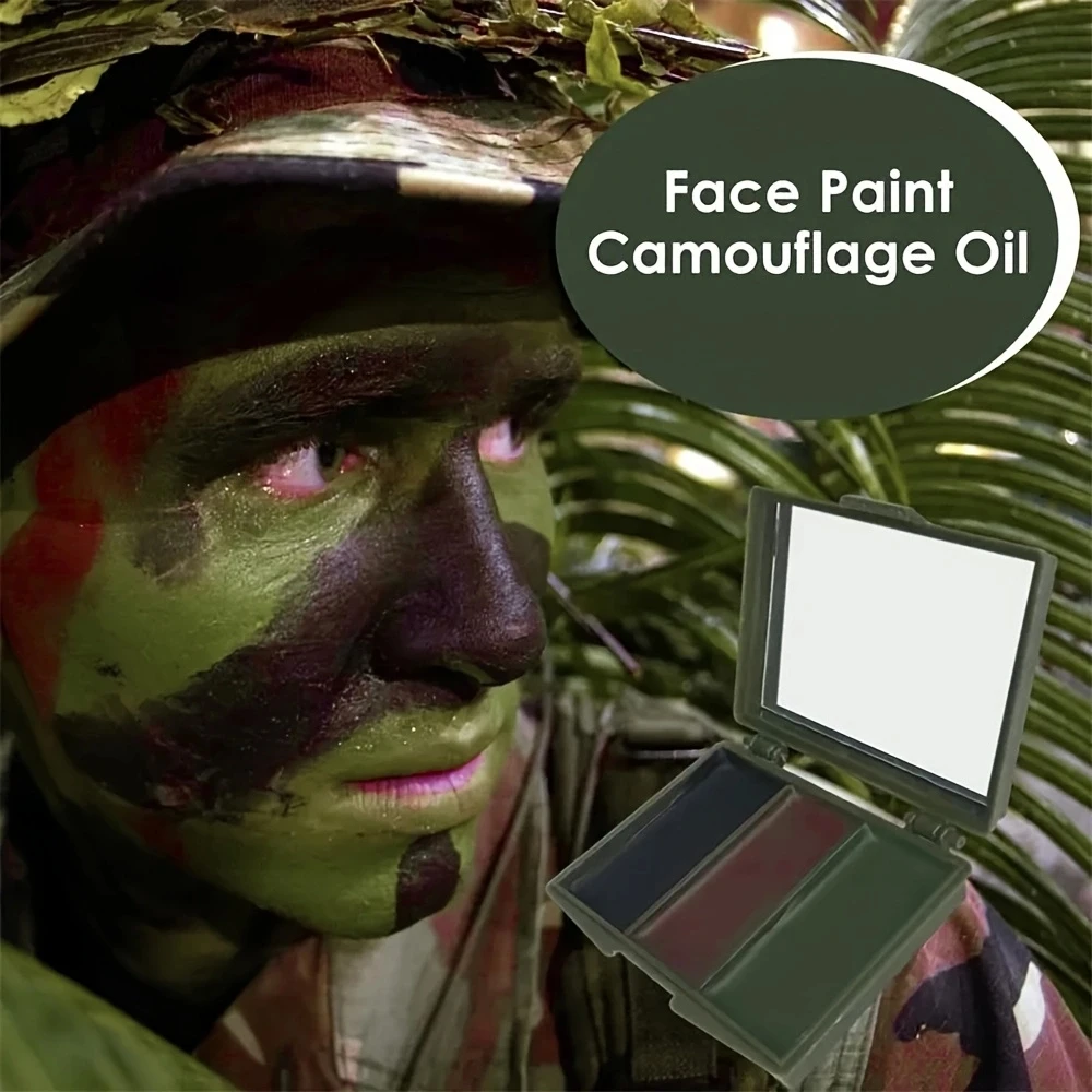 Three-Color Camouflage Facial Painting Kit - Tactical Outdoor Cs Field Equipment, Real Camouflage Makeup Oil for Camouflage and Mixing 4