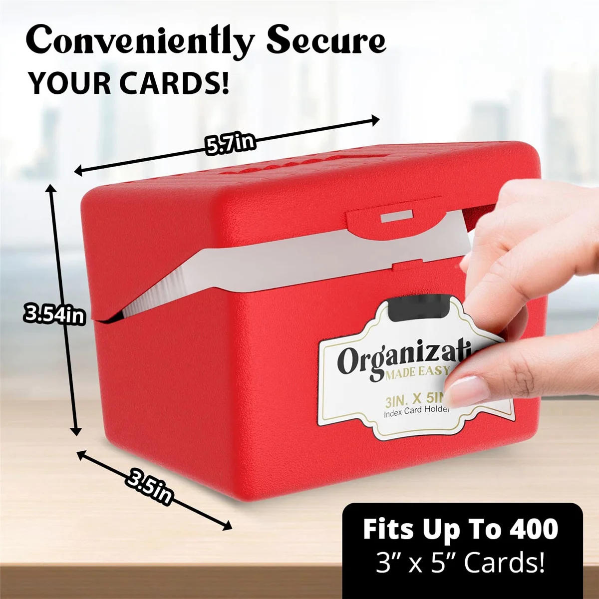 

3X5 Index Card Holder for Flash Cards, Business Card, Recipe Stationery & School Office Supplies, 4 Colors