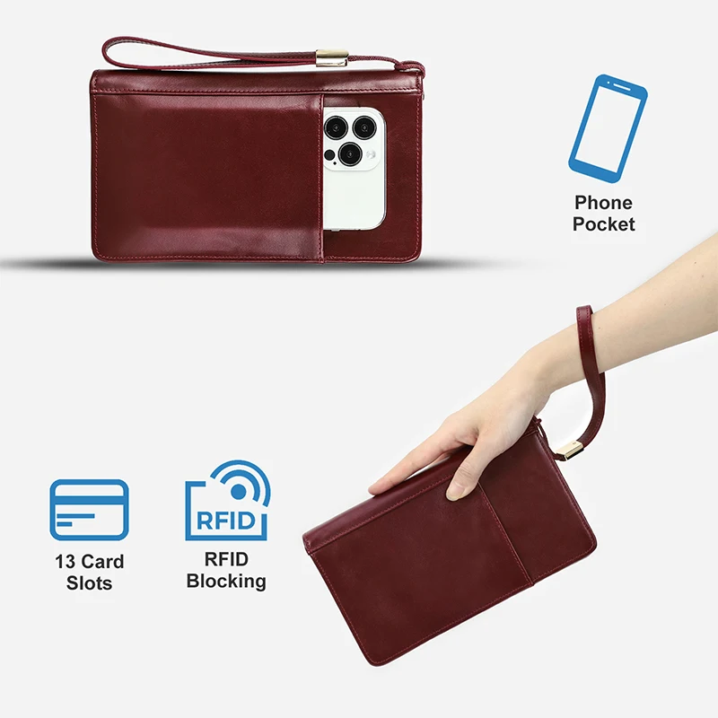 Travel Wallet Family Passport Holder Genuine Leather Organizer Travel accessories Document Case Cardholder with Wrist Strap