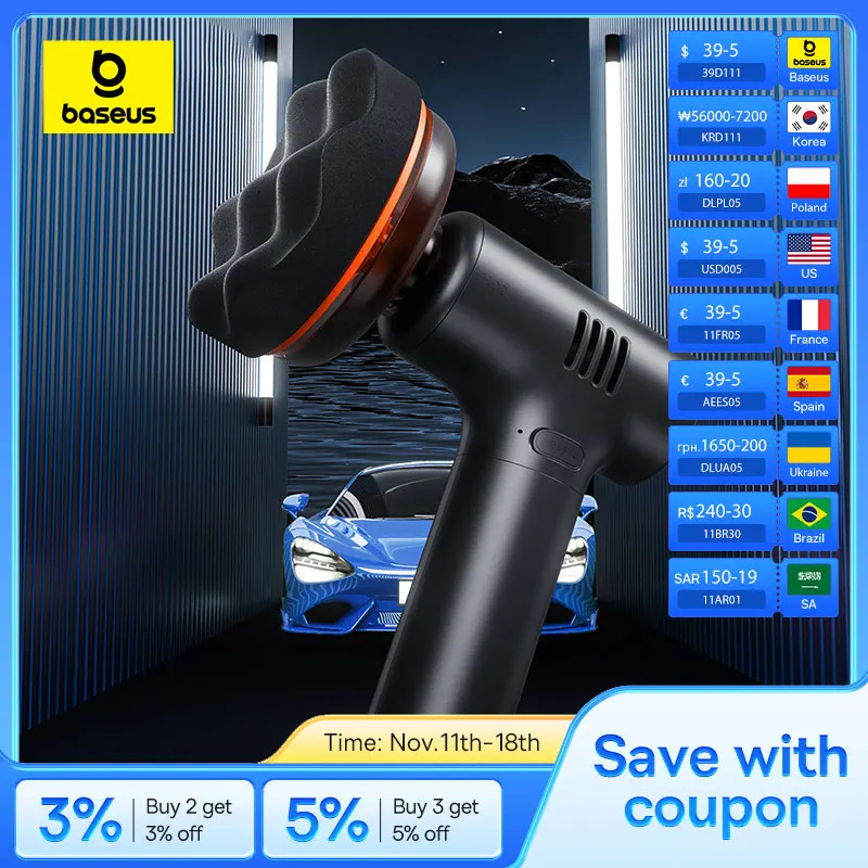 Baseus Car Polishing Machine Cordless Mini Electric Polisher With Adjust Speed For Car Home Wireless Polish Waxing car polisher
