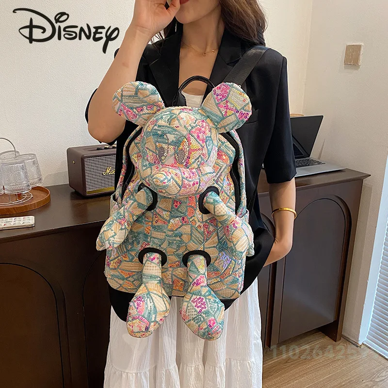Disney Mickey's New Women's Backpack Fashionable High Quality Bright Goods Women's Backpack Cartoon Large Capacity Doll Bag