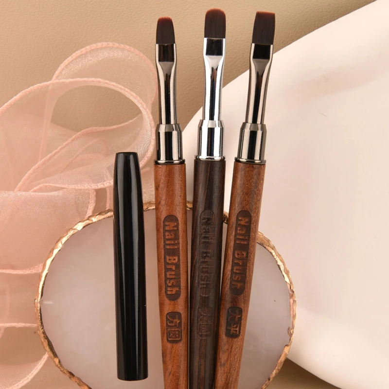 

1Pc Wood Nail Brush Pen for Powder Removed Manicure Round Wood Handle Gel Cleaning Tools With Cover Acrylic brush