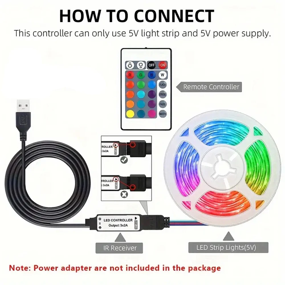 10m 20m Led Strip Lights with 44 Key Remote Control 5050 RGB Tape Led Wall Room for Home Bedroom Party Decor TV Backlight