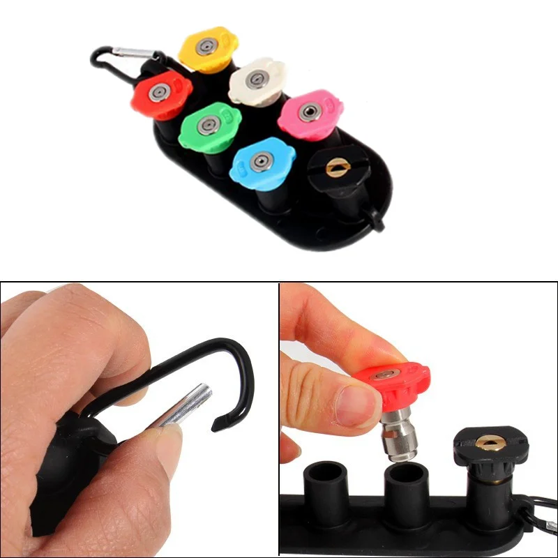 1/4" Quick Connect Spray Nozzle Sets with Stand Holder 4000 PSI Pressure Washer Tips Car Cleaning Hot and Cold Water Accessories