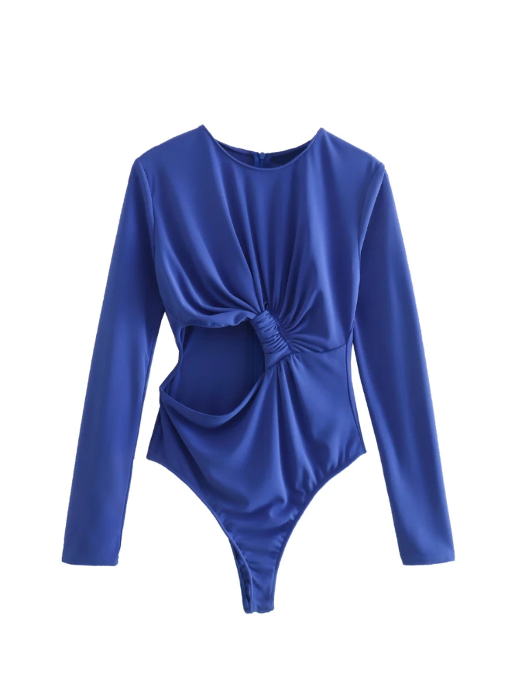 

XEASY Women Hollow Out High Street Playsuits 2022 New Spring Fashion Elegant Female Sexy Casual Long Sleeve Chic Slim Rompers