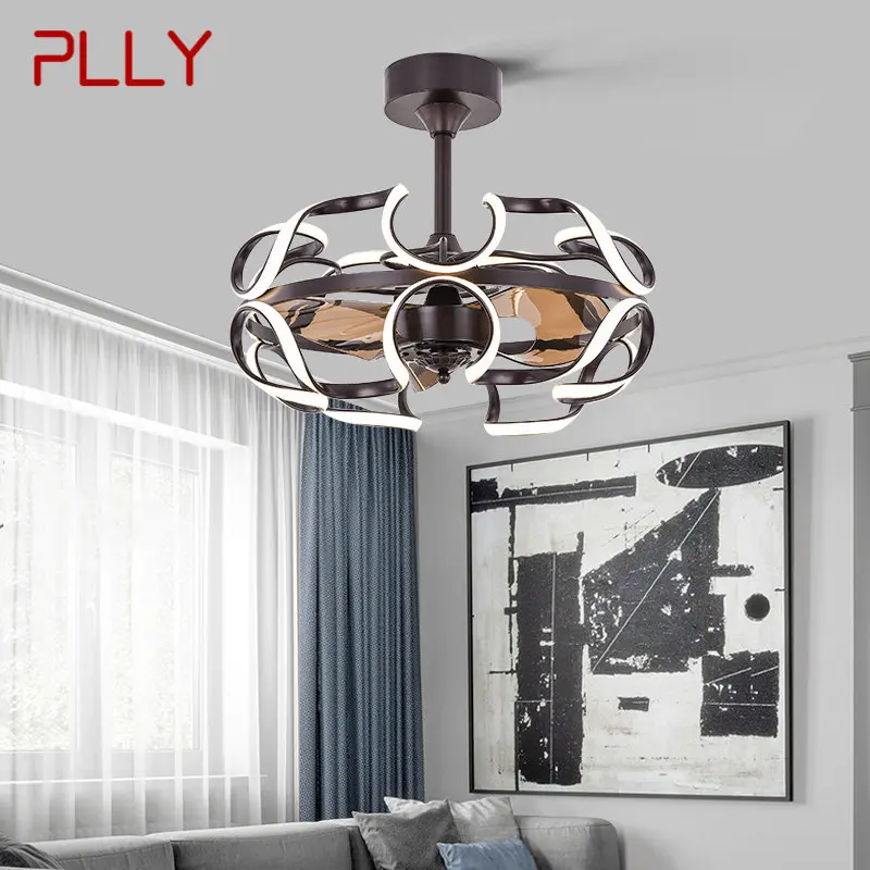 

PLLY Ceiling Fan With Light And Control Coffee Invert Fan Lighting Modern Decorative for Home Dining Room Bedroom Restaurant