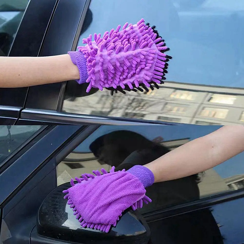 1pc Double-sided Microfiber Washable Car Washing Gloves Cloth Cleaning Accessories Care Car Cleaning Mitt Towel Gloves C1u0
