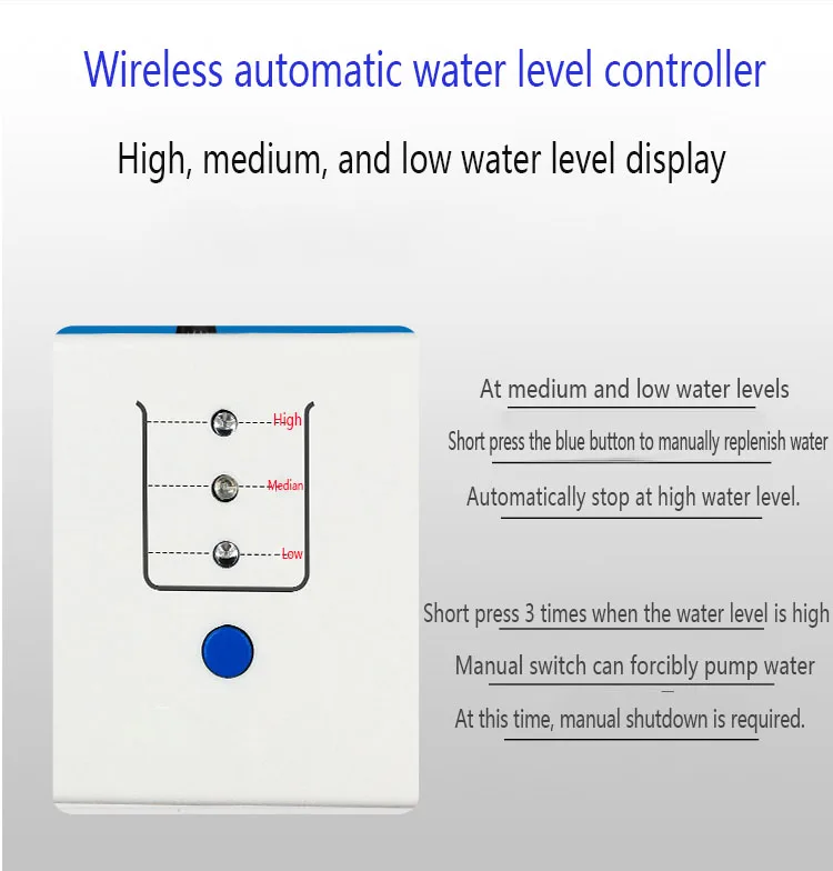 Wireless Water Level Controller Remote Control Water Tower Pool Water Pump Float