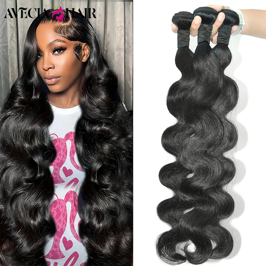 36 38 40 Inch Body Wave Bundles Human Hair Extensions 100% Remy Human Hair Raw Indian Hair Bundles 1/3/4 Pcs Raw Hair Bundles