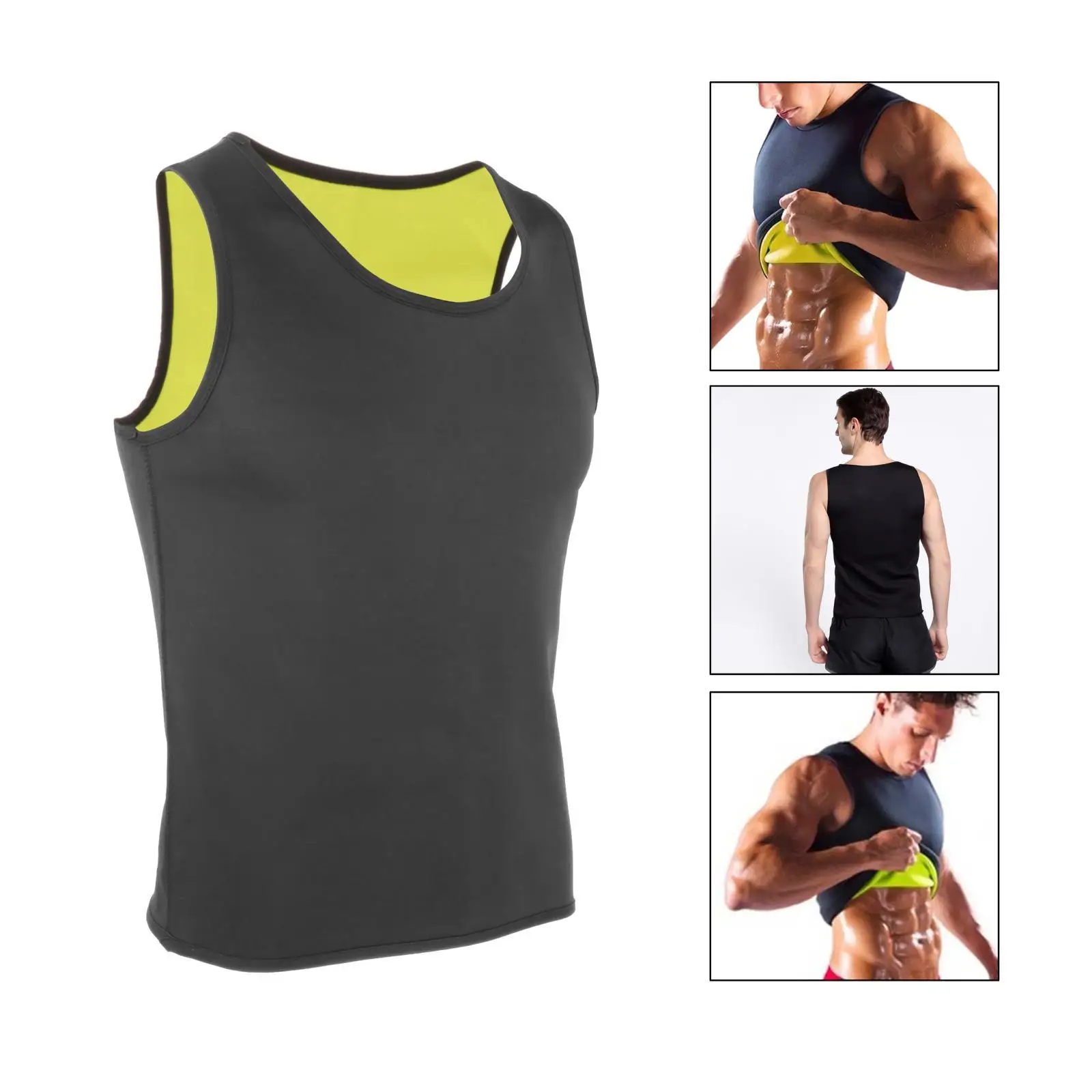 Men’s Sauna Vest Slimming Waist Trainer Neoprene Sweat Tank Top Fat Burner Shapewear Shirt for Fitness and Weight Loss