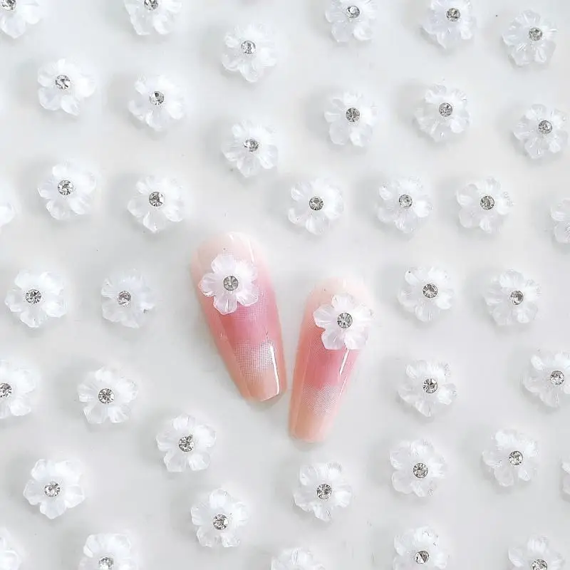 마카롱 컬러 꽃잎 꽃 네일 아트 장식, 미니 라인스톤 상감 오로라 시리즈 송진 네일 참, DIY 네일, 20 개