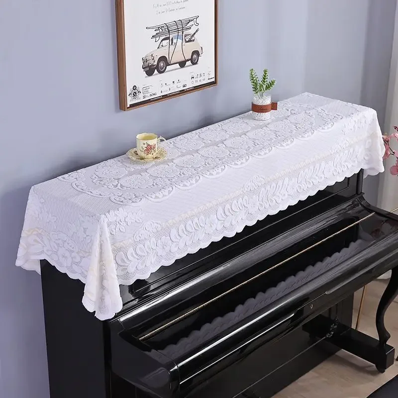Household Decorative Piano Dust Cover Minimalist Lace Piano Cover Half Modern and Beautiful Electronic Coveres Cloth